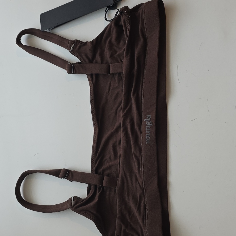 YoungLA Chocolate Brown Sports Bra Small G103 - Picture 3 of 4